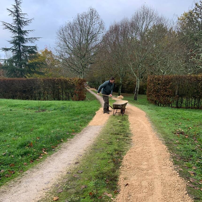 Spending the day spreading 3 cubic meters of gravel on the &frac14; km driveway 