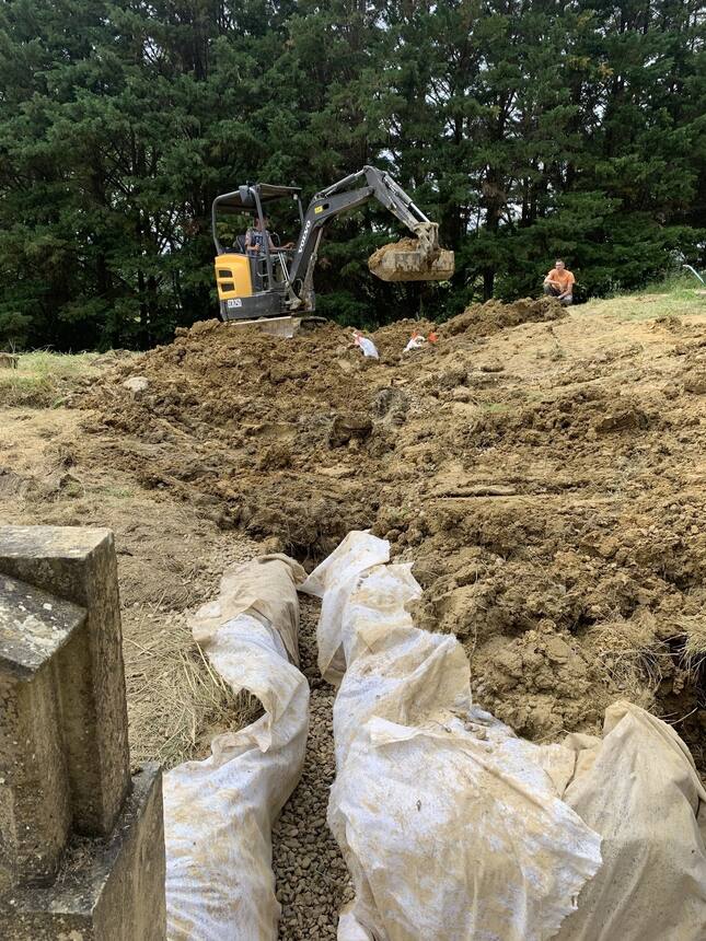 The new drain is almost closed up. Funny thing is.. they don’t call them French 