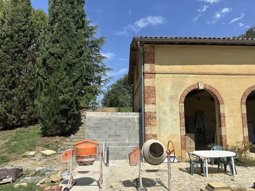 Building a new toilet block for the event space at the old orangery.